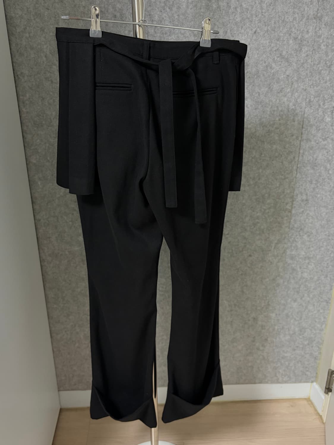 페인츄얼 플리티드 스커트 레이어드 팬츠 블랙 S 상품이미지9