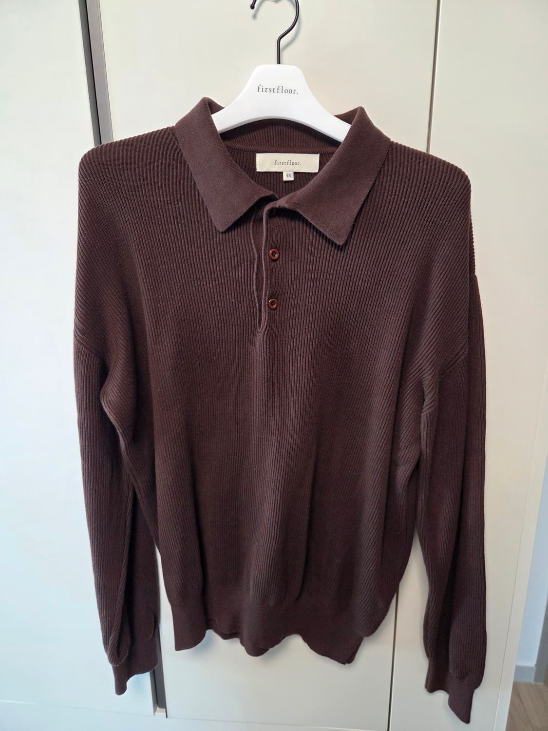 퍼스트플로어 코튼 립 폴로셔츠 브라운 48 사이즈 상품이미지1
