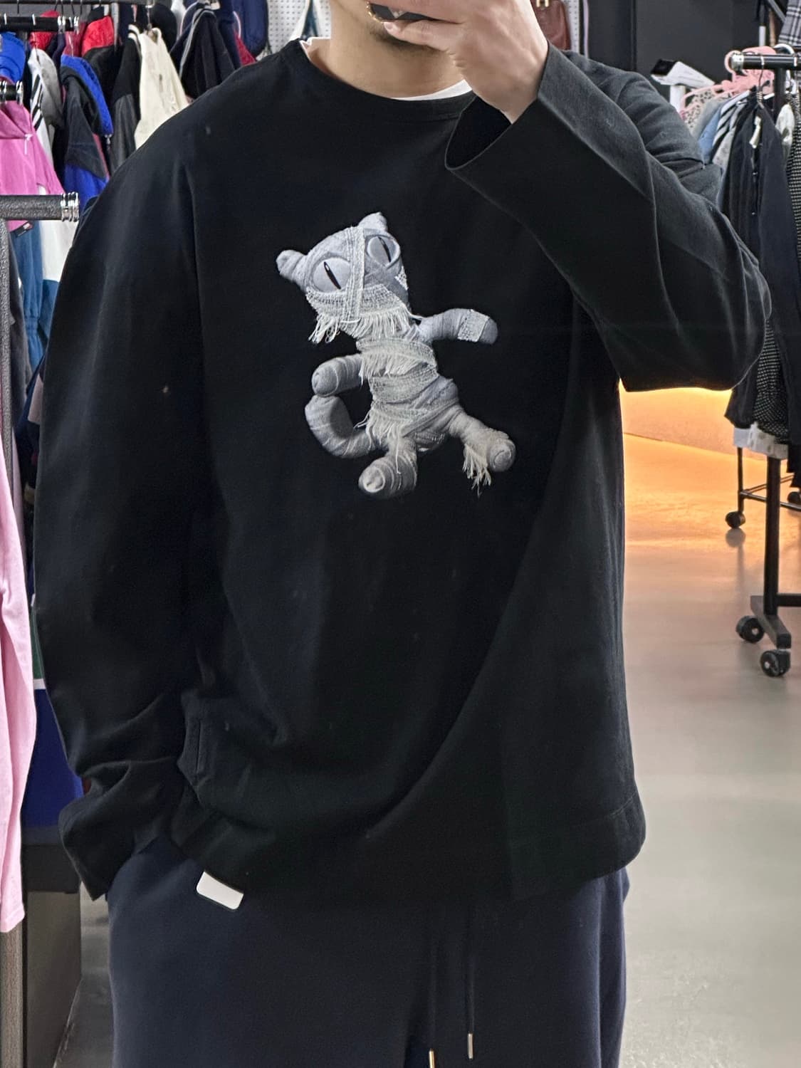 🔥준지 아딜 고양이 롱슬리브 블랙🔥 상품이미지1