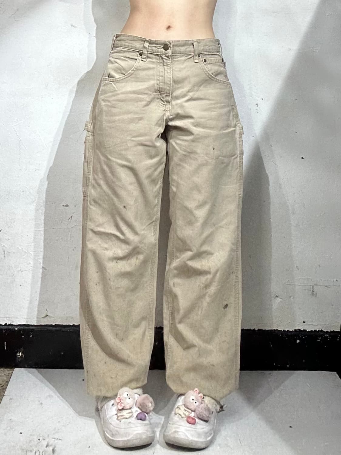 칼하트 b159 베이지 와이드 카펜터 워크 팬츠 가죽탭 바지 29 상품이미지2