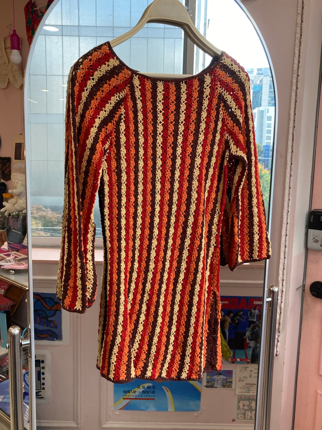 브라운 배색 스트라이프 뜨개 니트 상품이미지1