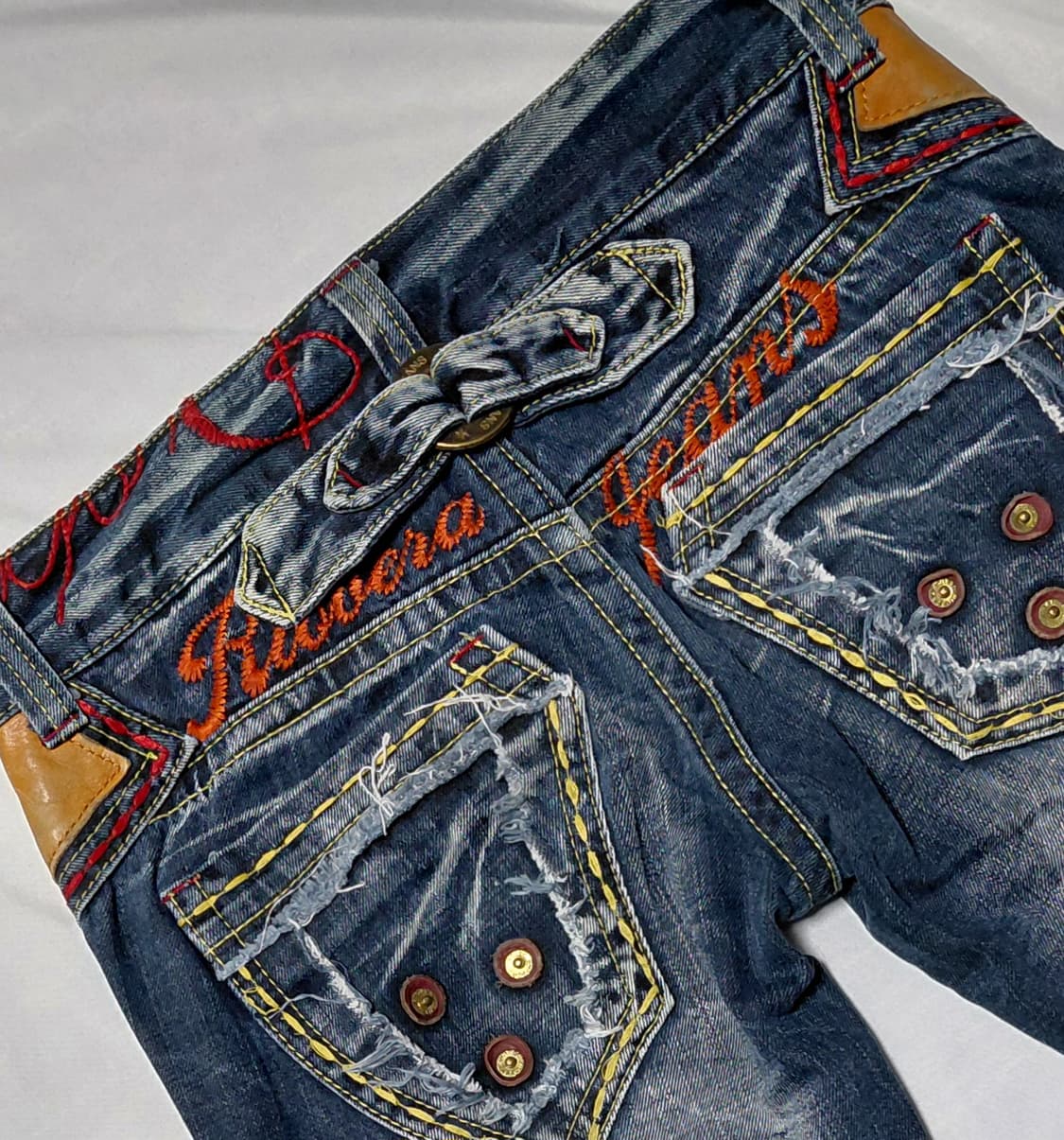 [25] 리오베라(Riobera) 자수 포인트 빈티지 데님 팬츠 상품이미지8