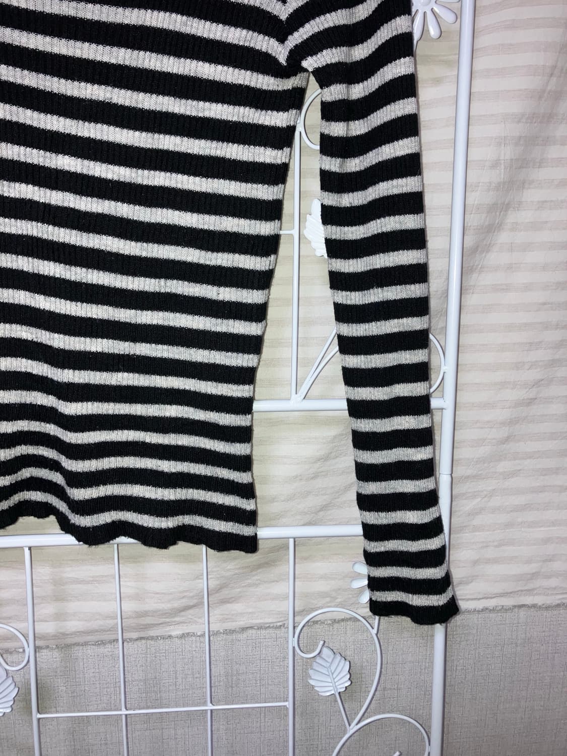 jpn vintage 블랙 그레이 스트라이프 하이넥 긴팔 y2k 스트릿  상품이미지4