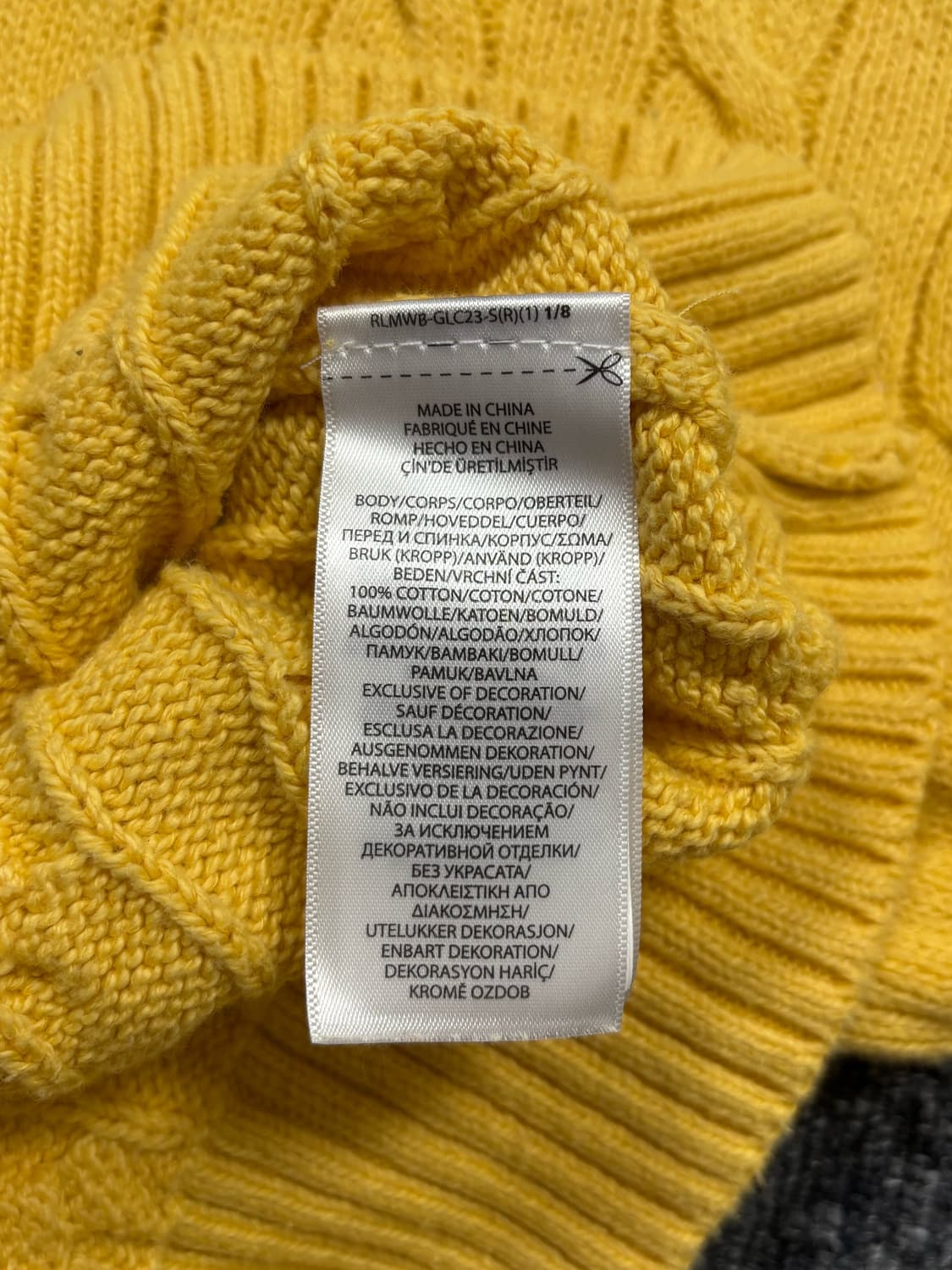 폴로 옐로우 코튼 꽈배기 니트 상품이미지7