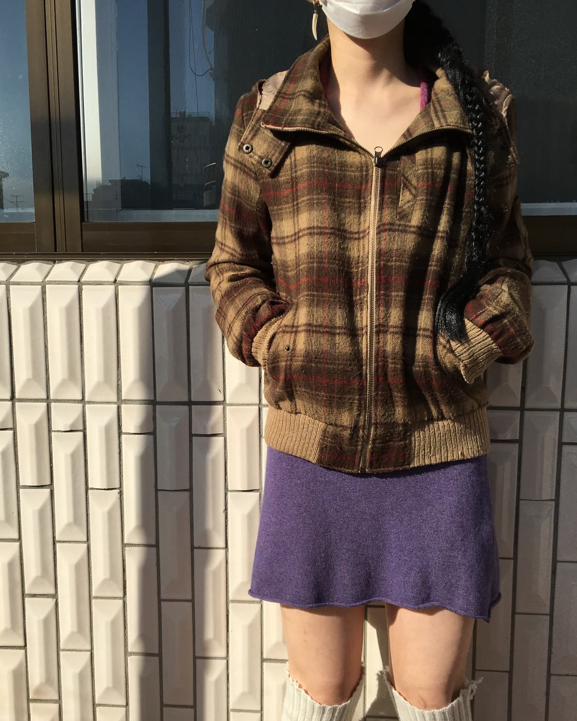 Check pattern hood zip up 상품이미지1