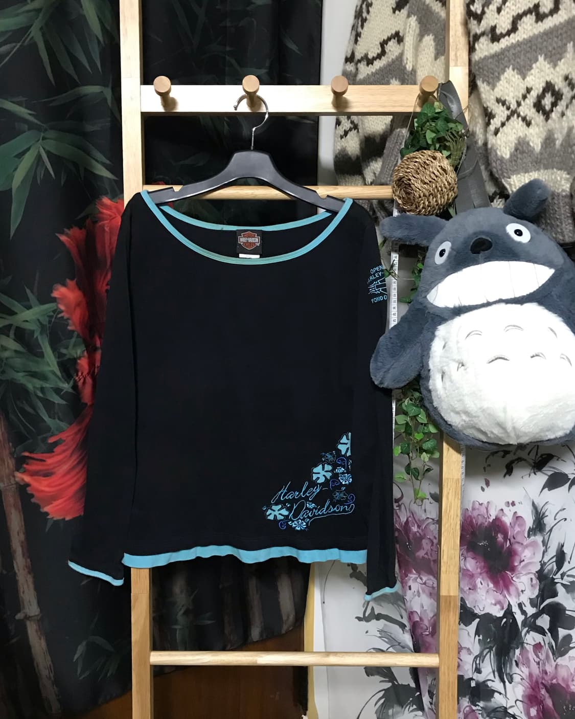 할리데이비슨 민트 자수 레이어링 롱 슬리브 상품이미지1