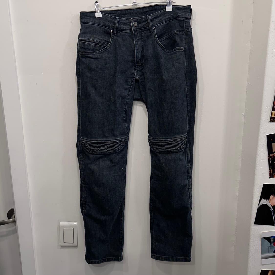 MACNA 패드 내장 흑청 데님 바이커팬츠 상품이미지2