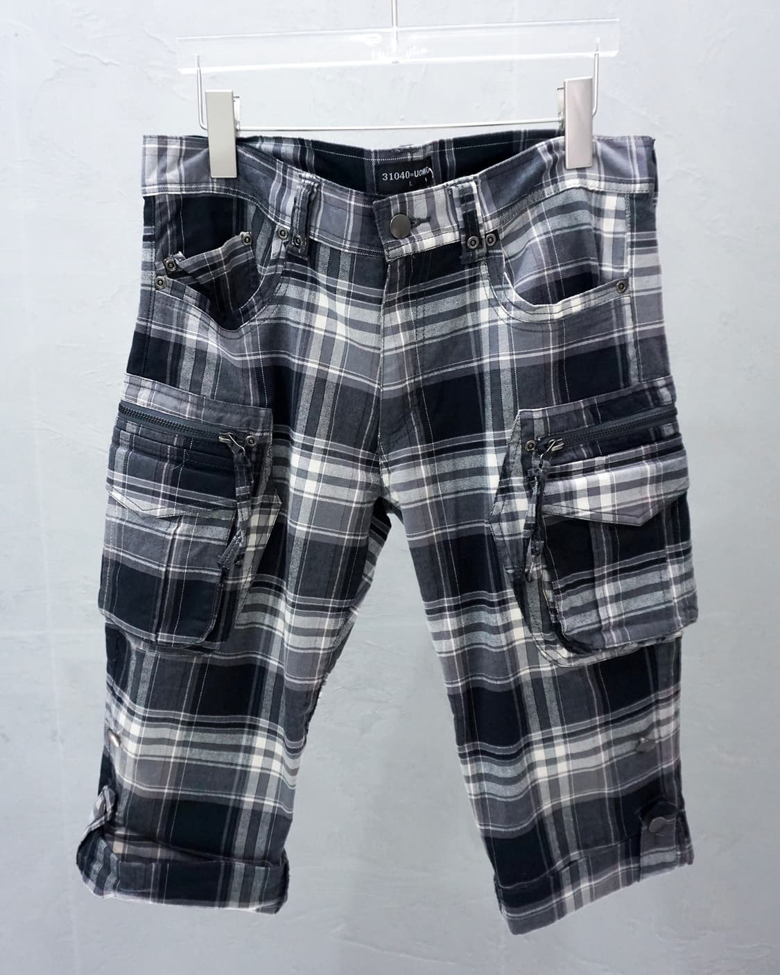 31040=UOMO 체크 7부 카코팬츠 상품이미지1