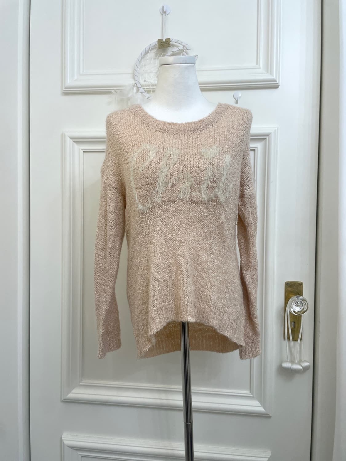 sheer coral lovely boucle knit top 상품이미지1