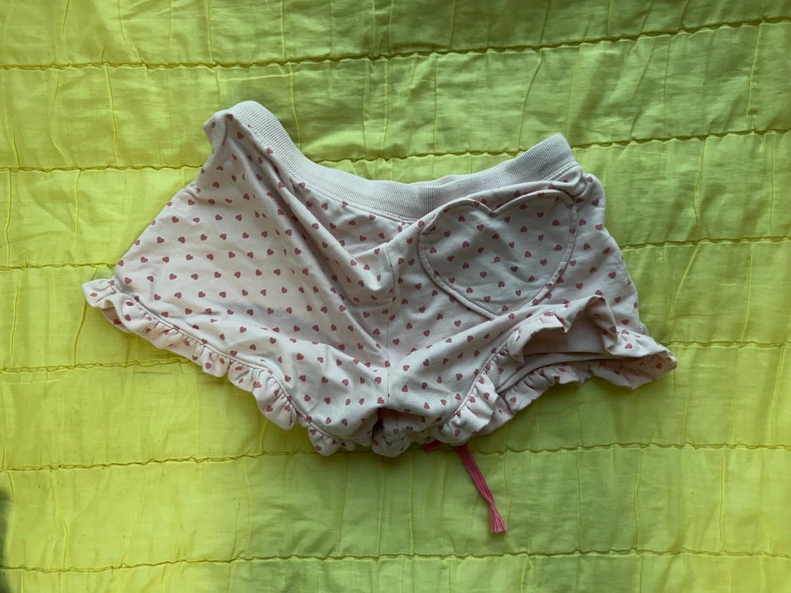 하트 포켓 도트 프릴 코튼 스트링 쭈리 반바지 큐트 갸루 스타일 상품이미지2