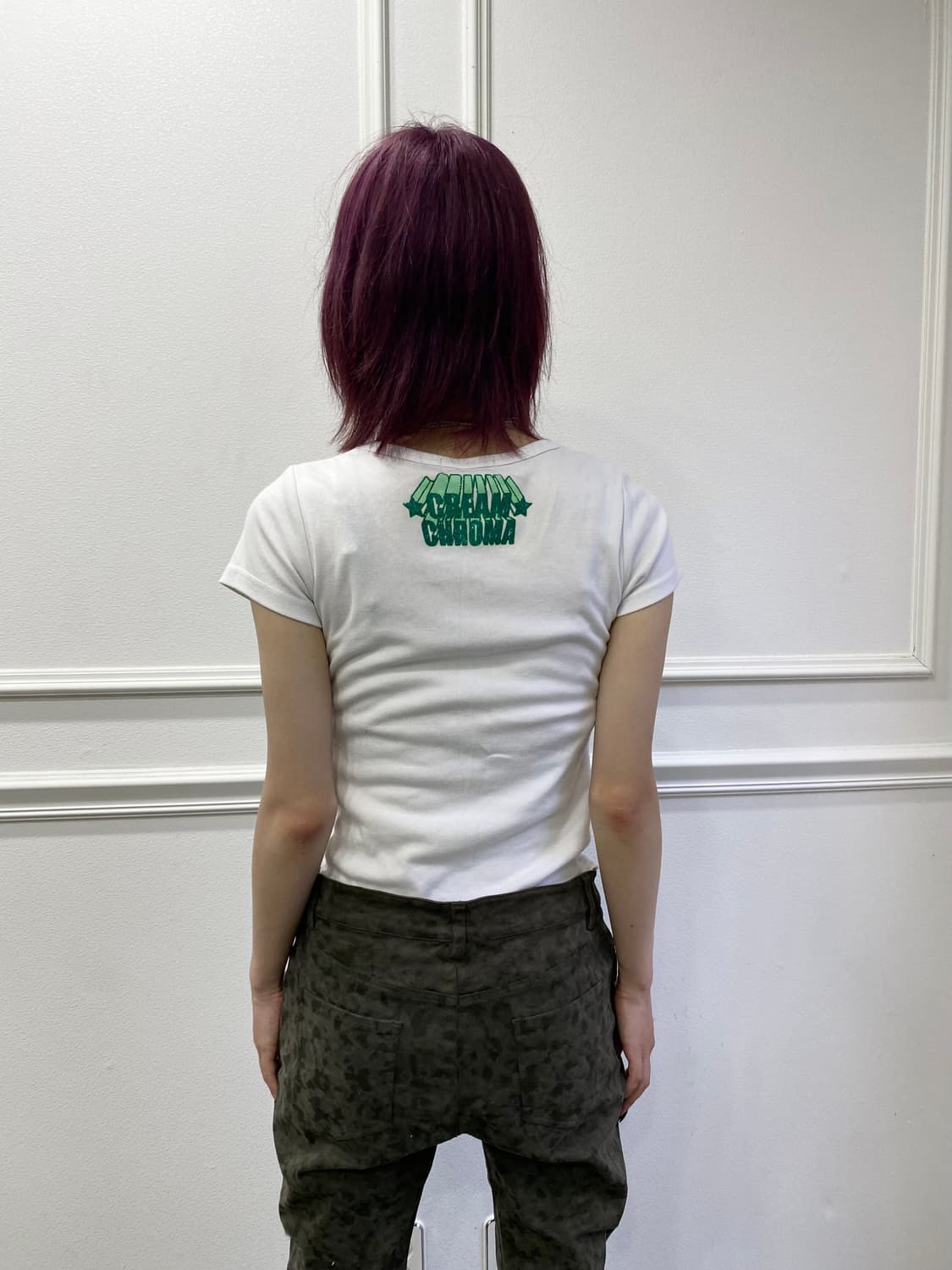 와투케 y2K Green Lettering Slim Fit Tee 상품이미지2