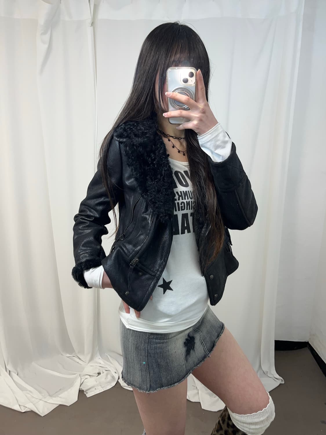 블랙 리얼 램퍼 무스탕 상품이미지2