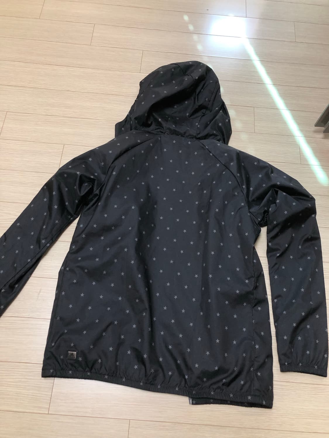 M 아디다스 메쉬 별 후드 집업 자켓 바람막이 져지 회색 검정 도트 상품이미지6