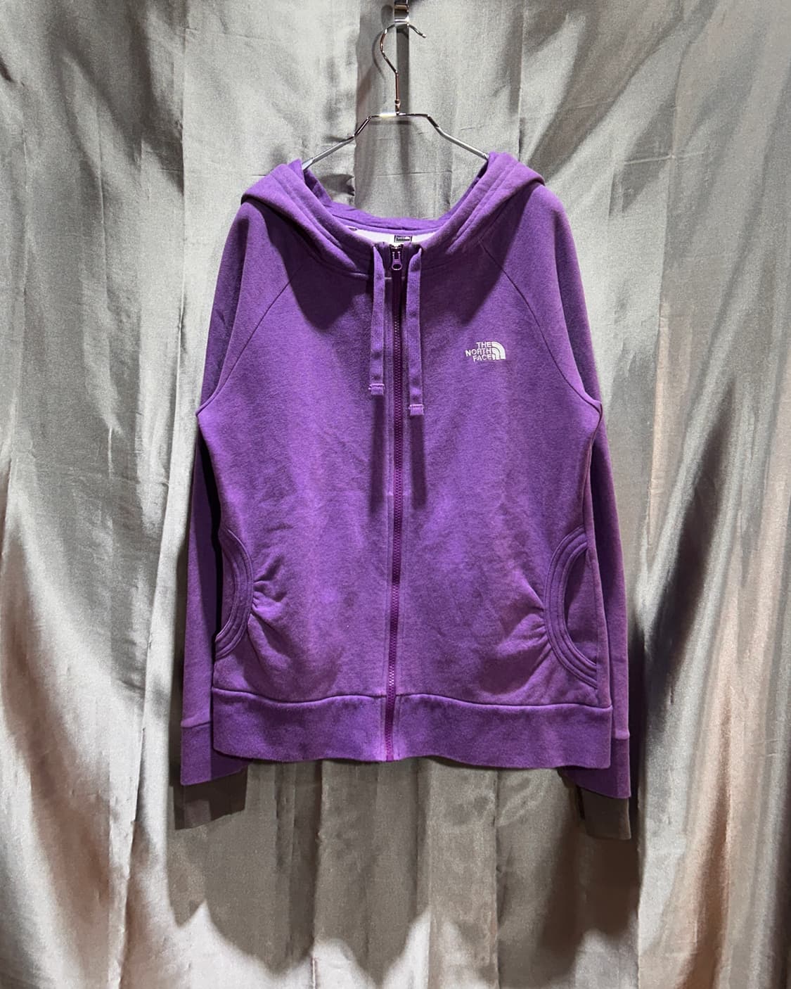 L 노스페이스 스몰로고 퍼플 코튼 후드집업 상품이미지2