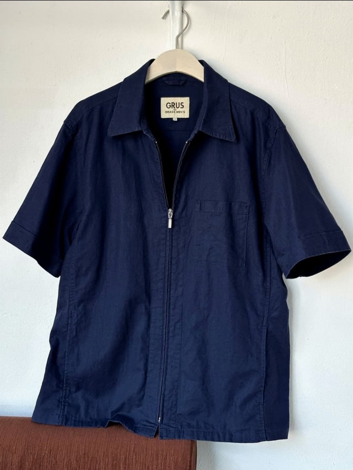 Linen cotton woven zip shirket 상품이미지1