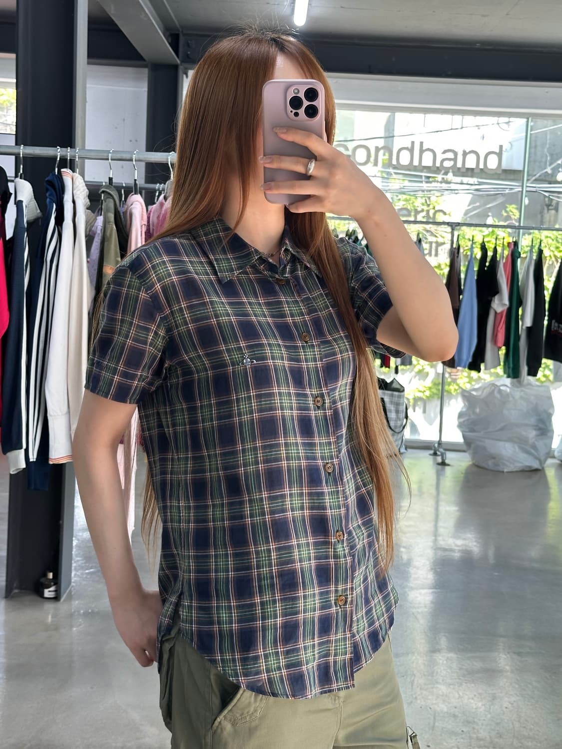 비비안웨스트우드 ORB 체크 반팔셔츠  상품이미지1