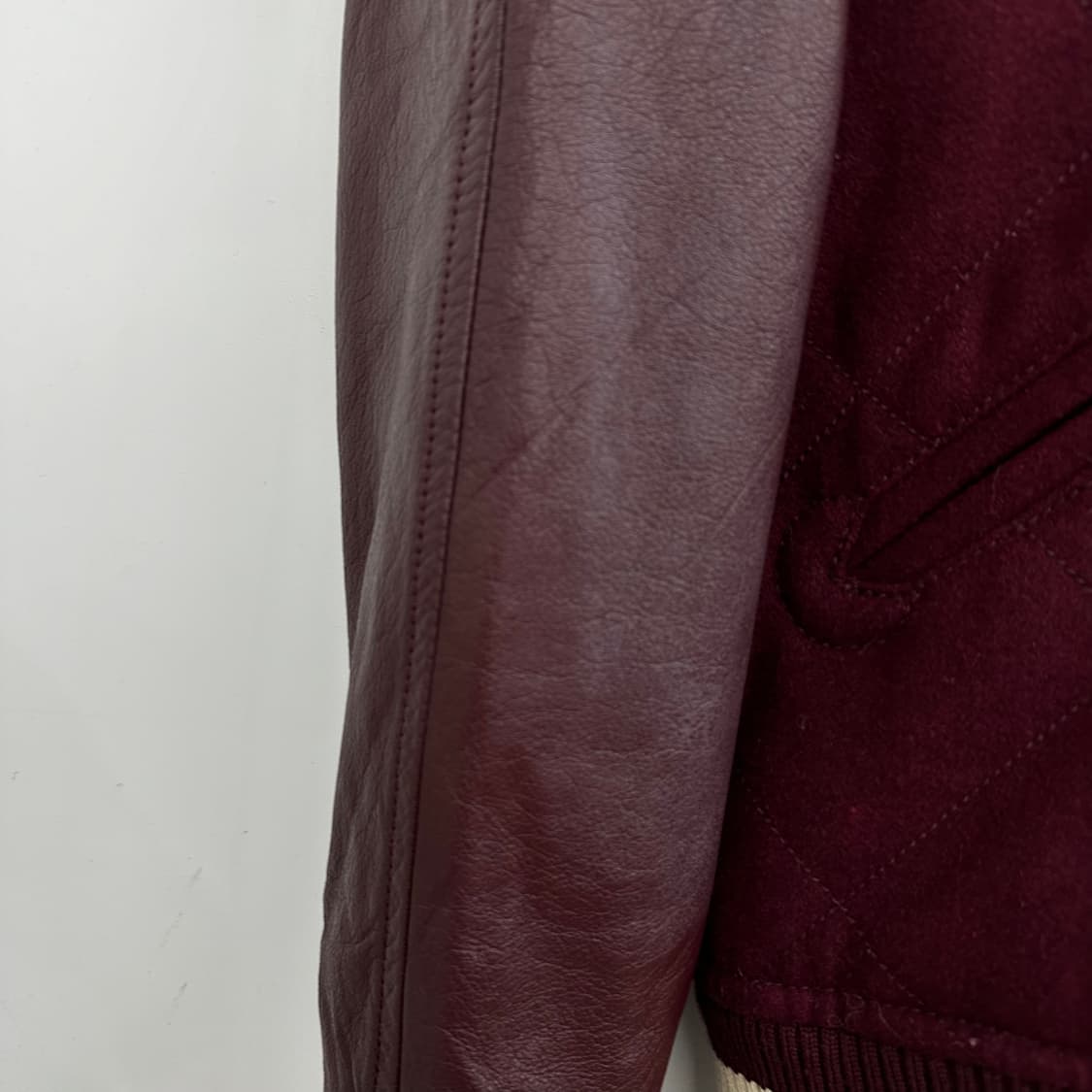 100 후아유 남자 리얼레더 울 바시티 자켓 상품이미지8