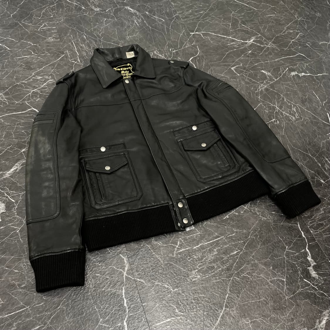 XL 양가죽 쿼드 포켓 봄버 자켓 상품이미지4