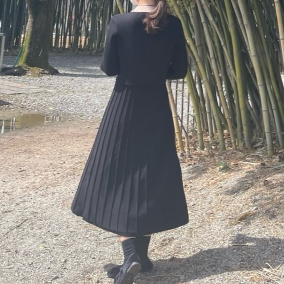 올리브데올리브 트위드 플리츠 니트 원피스 상품이미지2