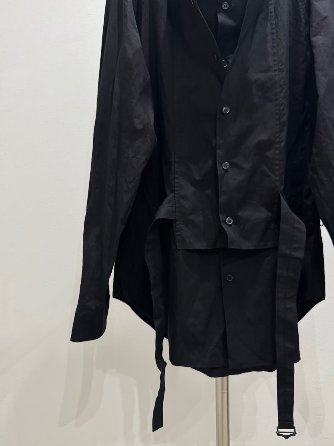 요지야마모토 뿌르옴므 19aw 레이어드 벨티드 롱 셔츠 상품이미지5