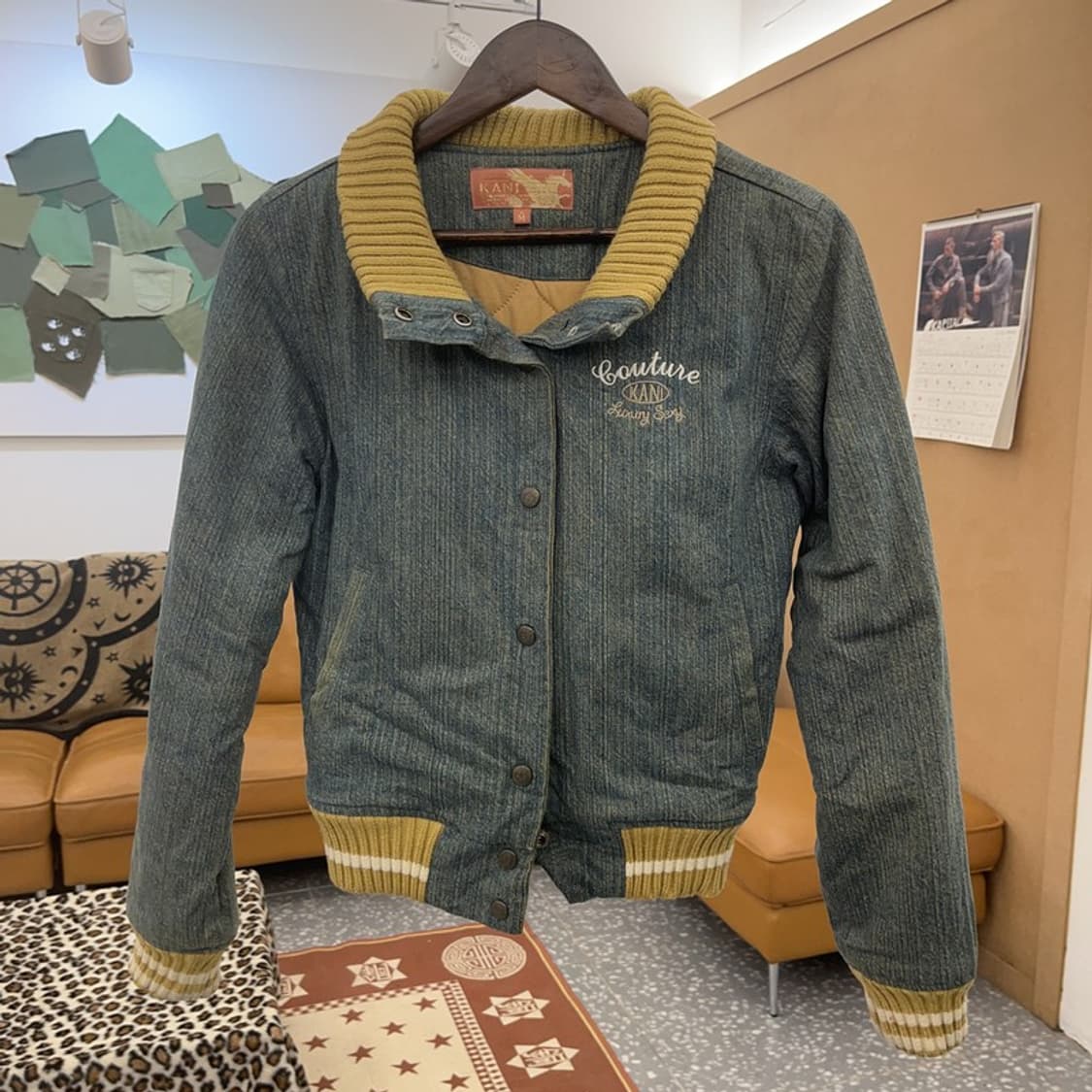 칼 카니 걸 Y2K 레트로 빈티지 데님 워싱 바시티 자켓 M C08803 상품이미지3