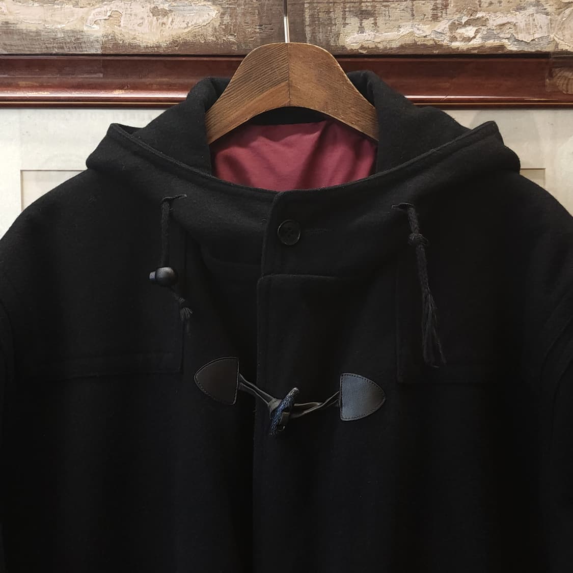 90s 프렌치 울 코트 빈티지 코트 이태리 더플코트 블랙 나바호 L 상품이미지4