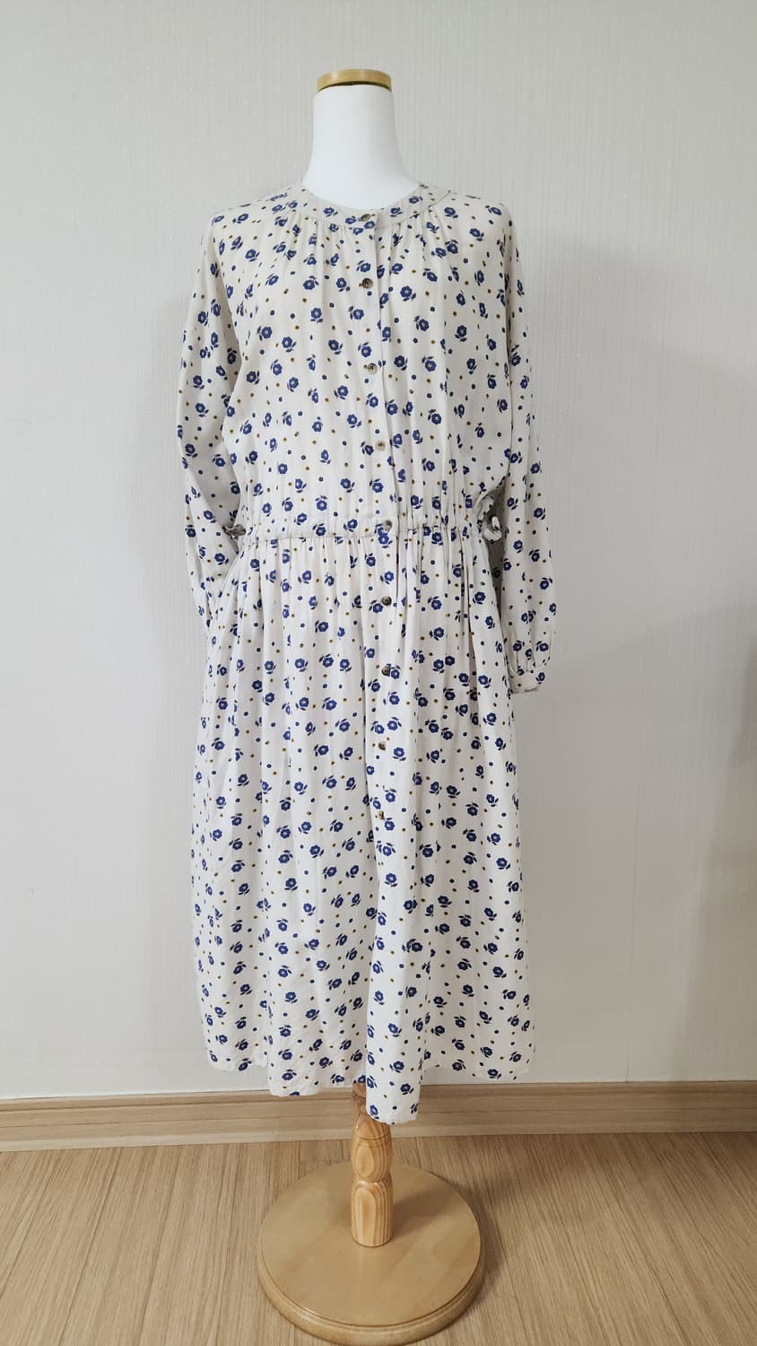 JPN- 브라운 빅단추 니트 &  플라워 원피스 상품이미지4