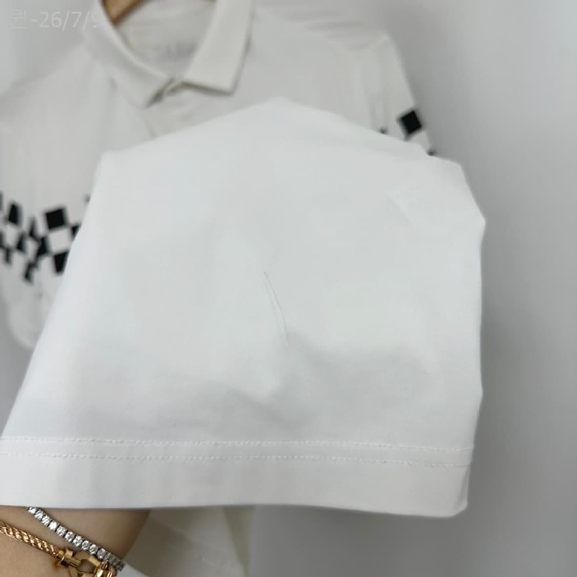 왁 남자 골프 스판 카라 반팔티 1 화이트 (실측100) 상품이미지4