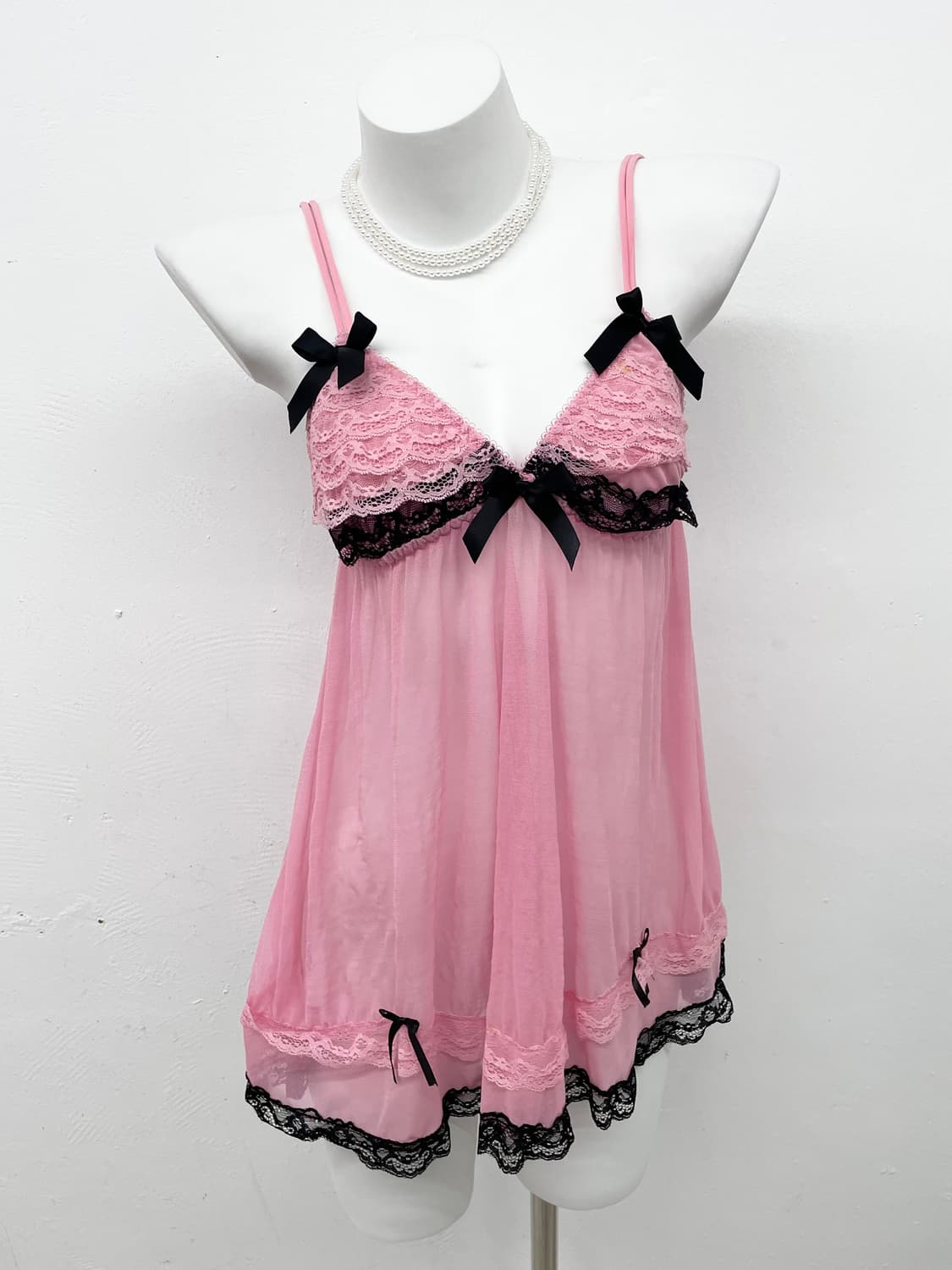 갸루 핑크 레이스 캉캉 슬립 상품이미지1