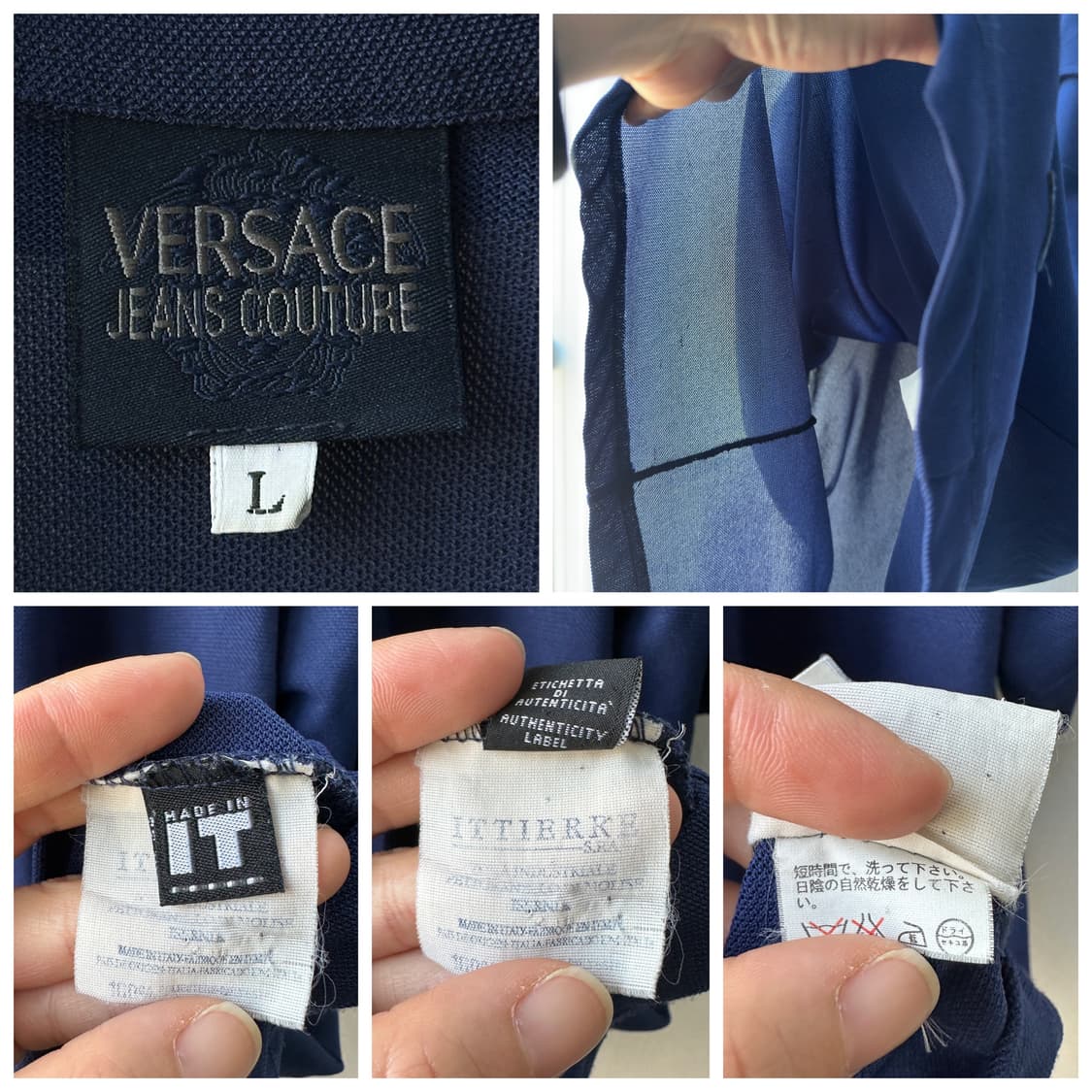 올드 베르사체 진스 쿠튀르 오픈 카라 반팔 티셔츠 네이비 L 상품이미지10