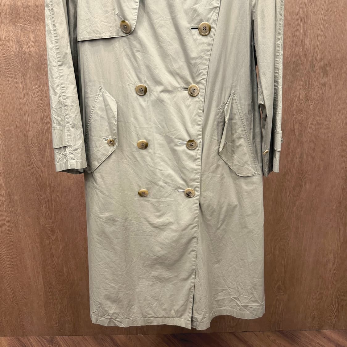 버버리 코튼 롱 트렌치 코트 더블 브레스티드 벨트 견장 디테일 베이지 상품이미지5