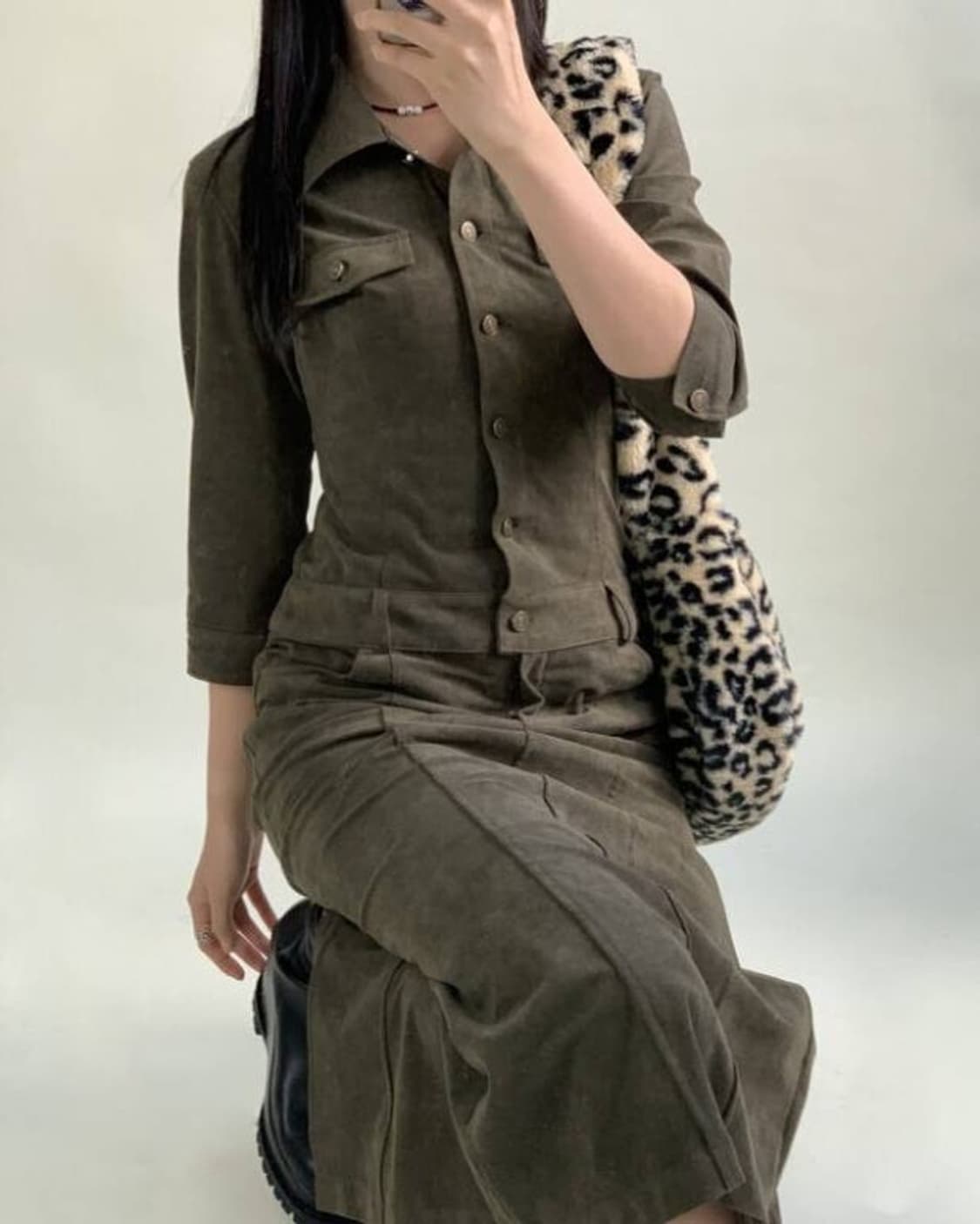 루루서울 점프수트 원피스 L 카키 상품이미지1