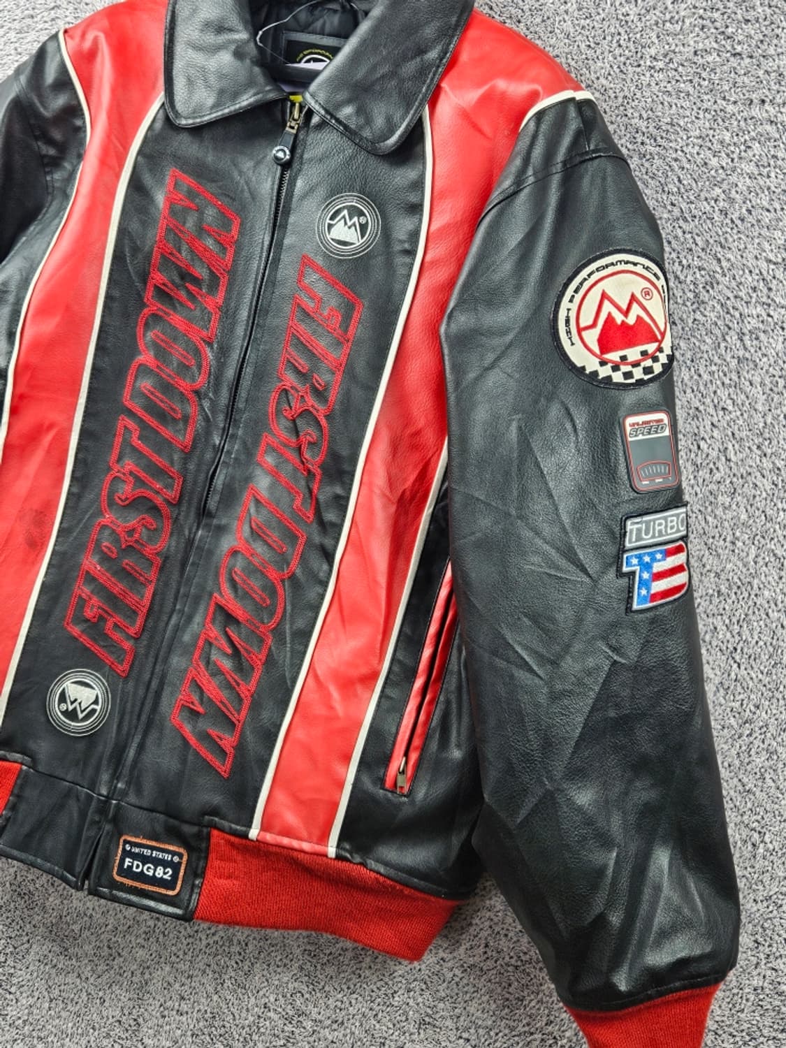 퍼스트 다운 레드트림 레이싱 기어 터보 풀 가죽자켓 (L) / 11107 상품이미지5