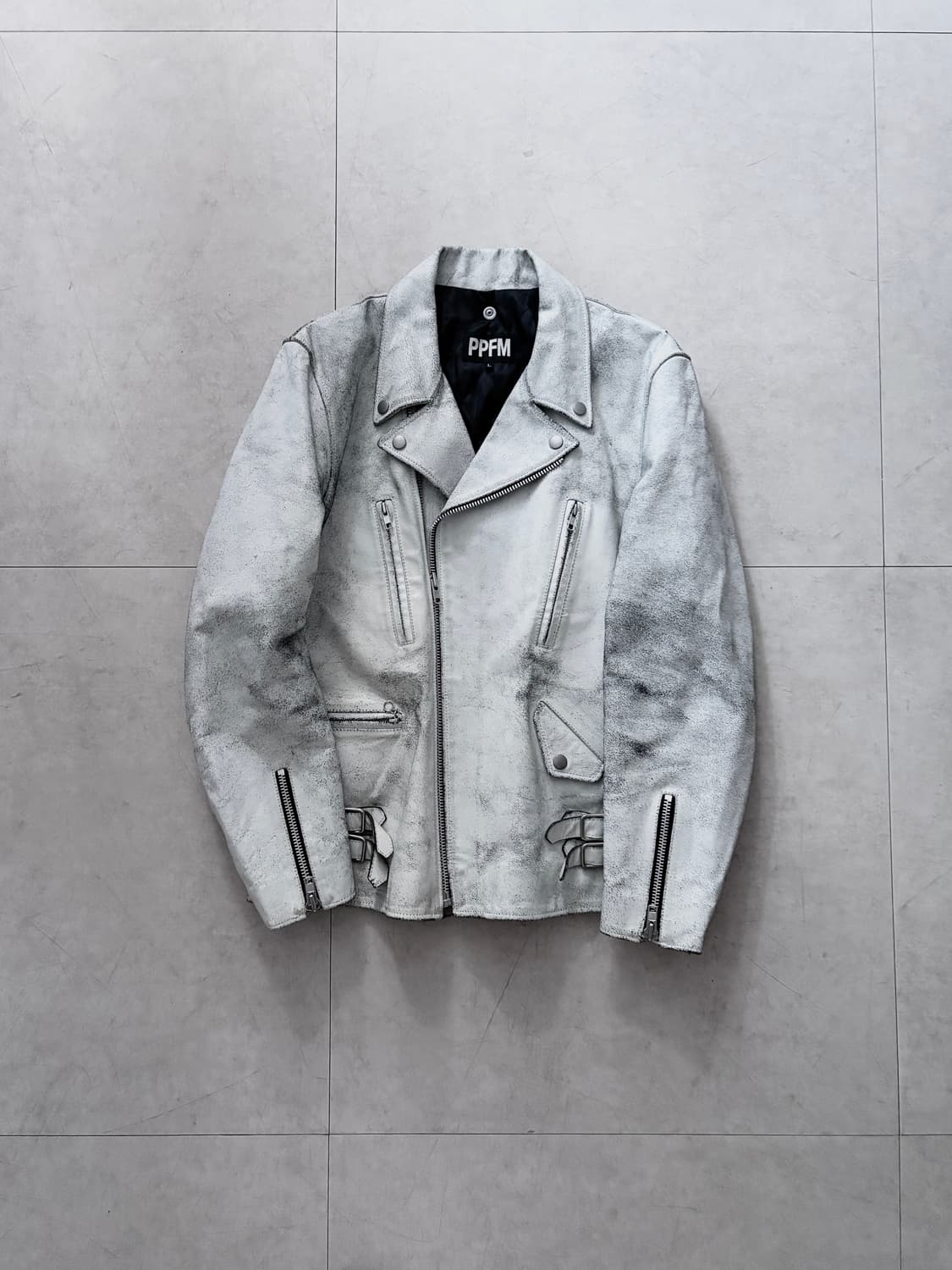 Y2K PPFM Distressed Leather Rider Jacket 상품이미지2