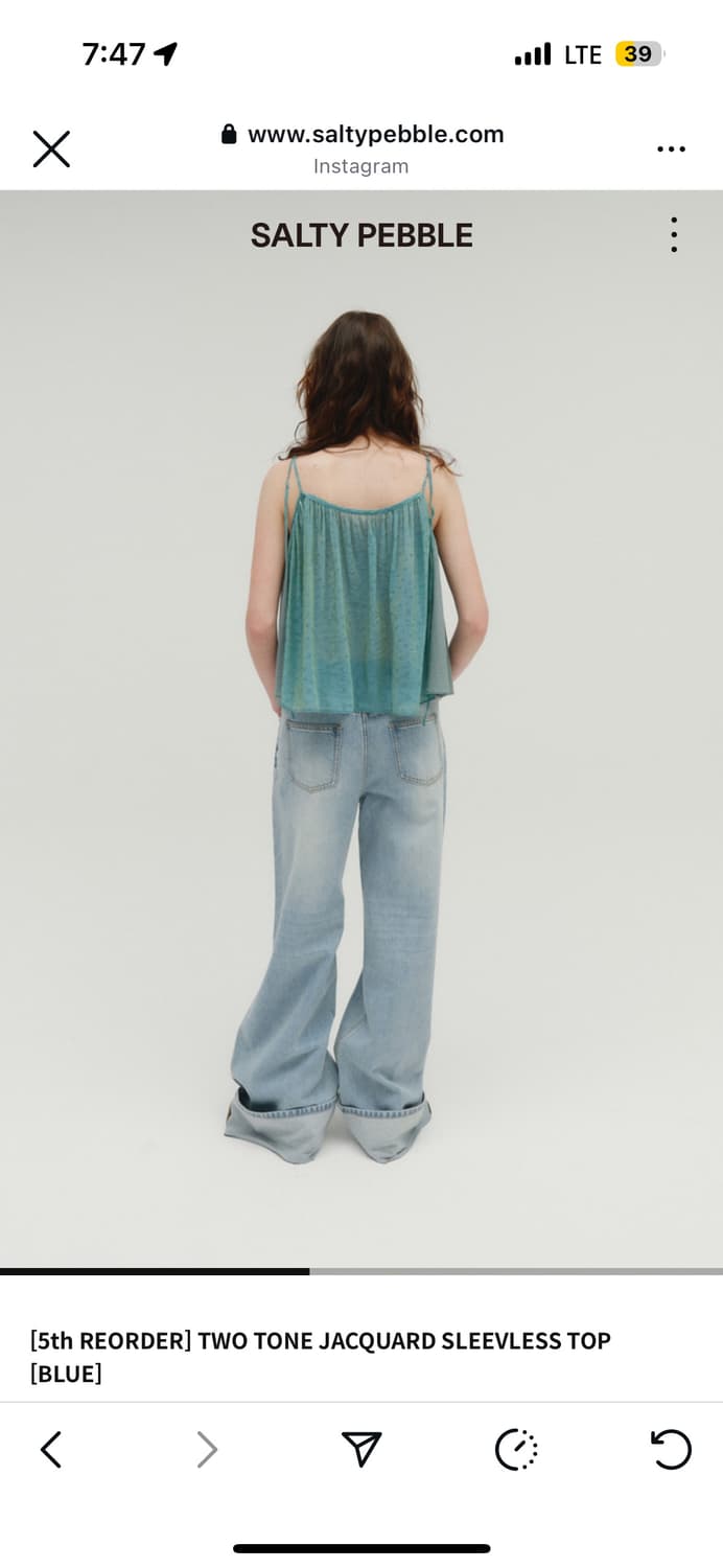 Salty pebble 투톤 자카드 슬리브리스 블루 상품이미지3