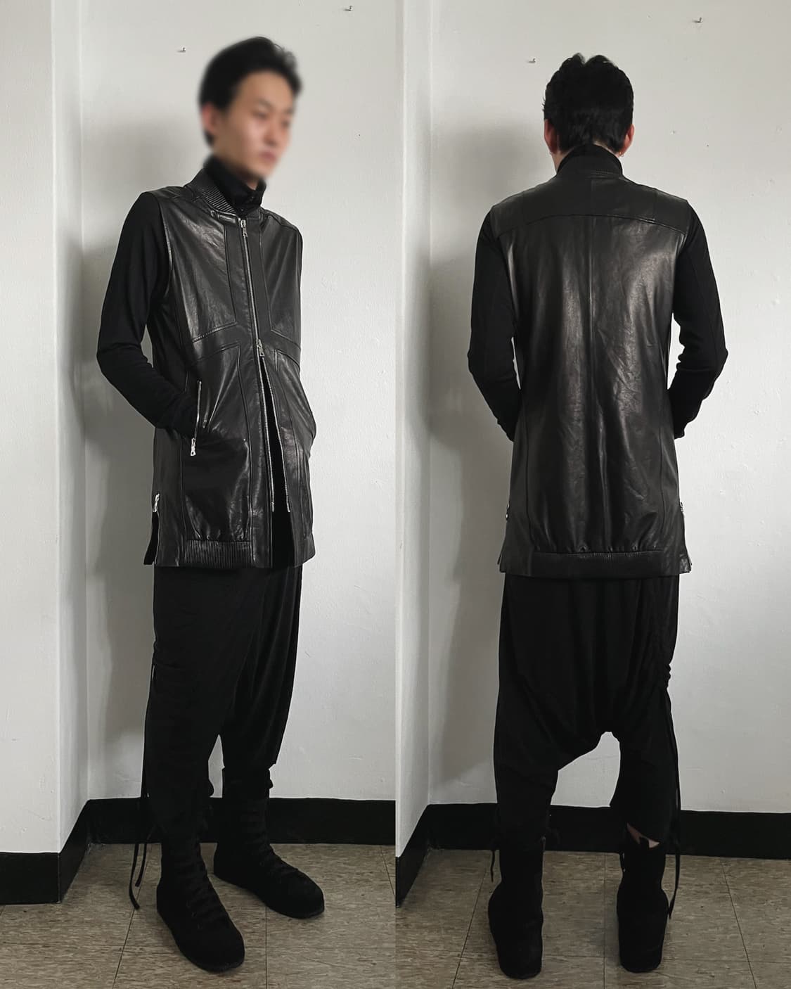 느와르라르메스 람포 2way지퍼 레더베스트 상품이미지1