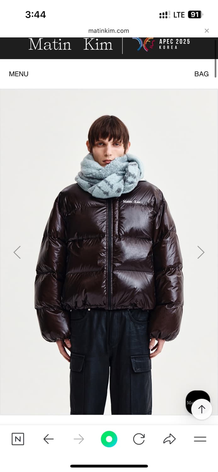 [새상품] 마뗑킴 남자 유광 패딩 브라운 상품이미지2