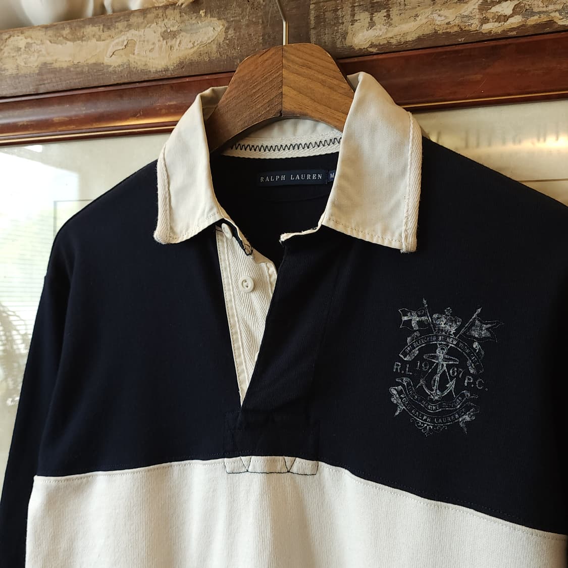폴로 랄프로렌 카라티 맨투맨 럭비 스웻셔츠 닻 로고 컬러블록 M 상품이미지3