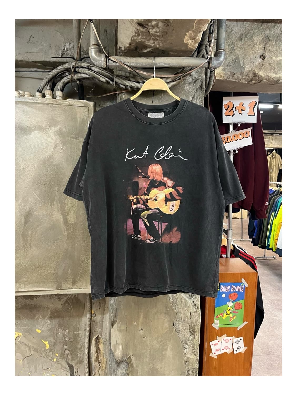 빈티지 커트코베인 언플러그드 90s 반팔티 차콜 4XL #csz3645 상품이미지1