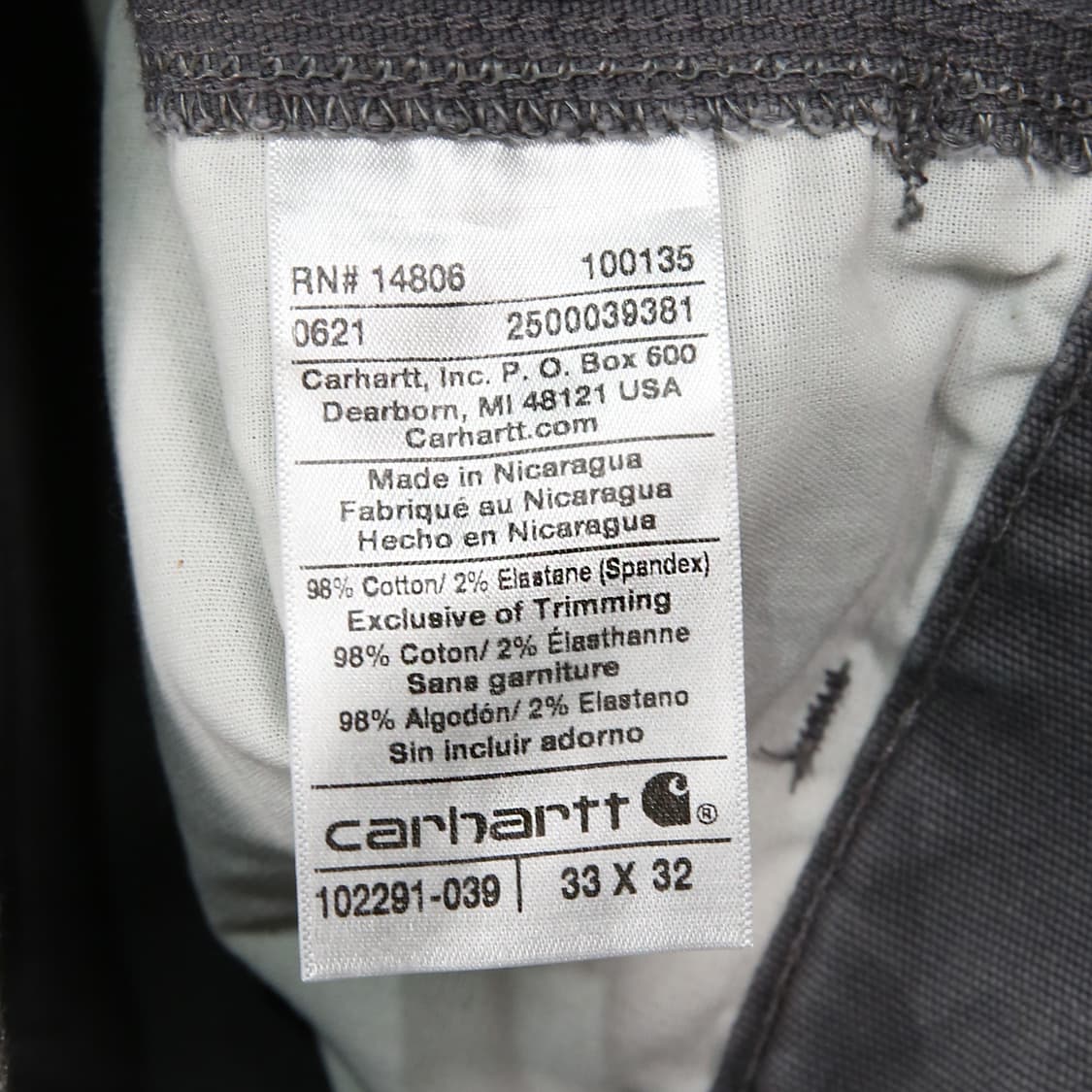 칼하트 5포켓 워크팬츠 그레이 33 (32~34) 릴렉스핏 상품이미지8
