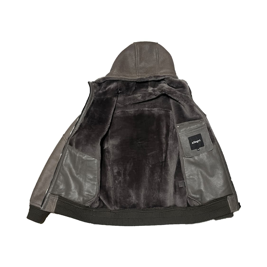 알레그리 무톤 레더 후드 집업 무스탕 상품이미지3