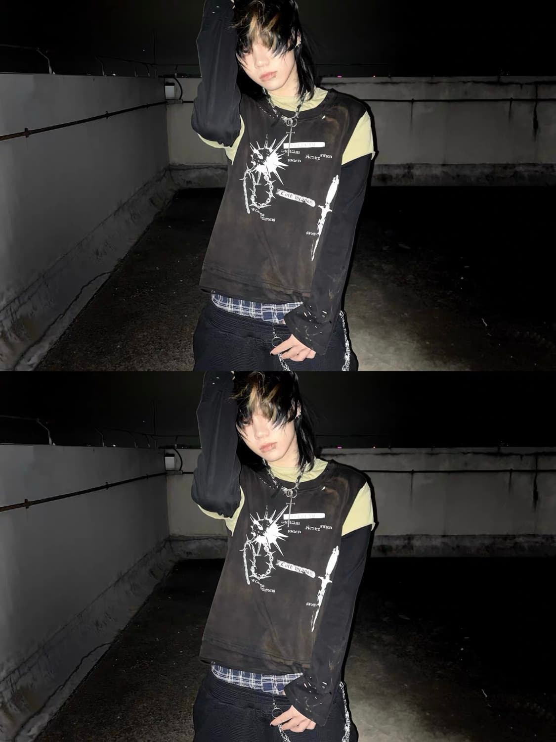 Three-Panel Distressed Cotton Pullover  상품이미지8