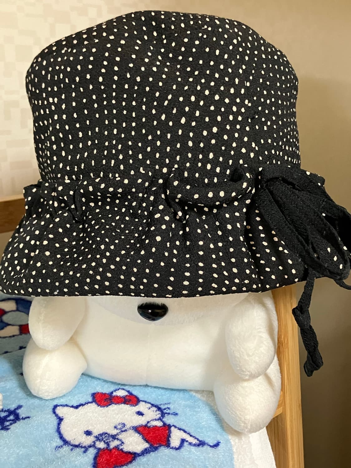 빈티지 도트 땡땡이 검정 벙거지 모자 상품이미지1