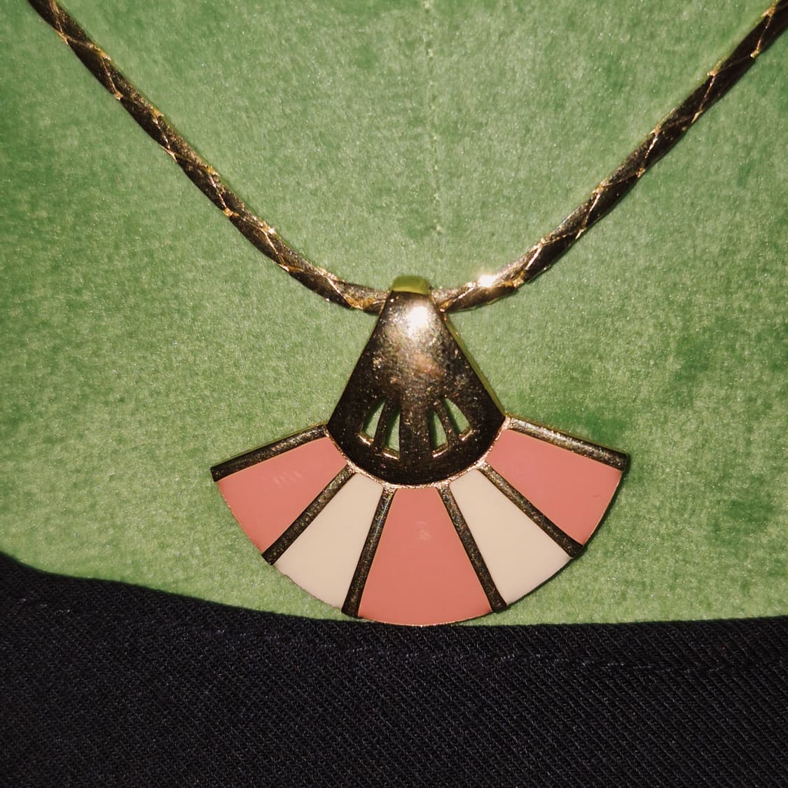 80s 프랑스 지방시 비쥬 에나멜 부채 뱀부 체인 초커 상품이미지7