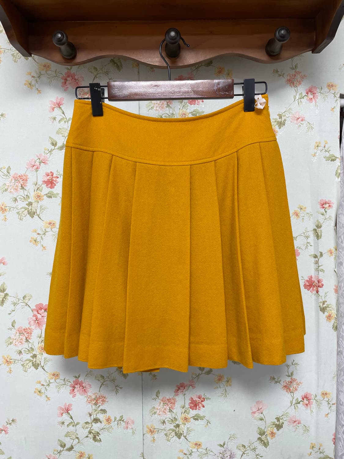 머스타드 리본 플리츠 스커트 상품이미지2