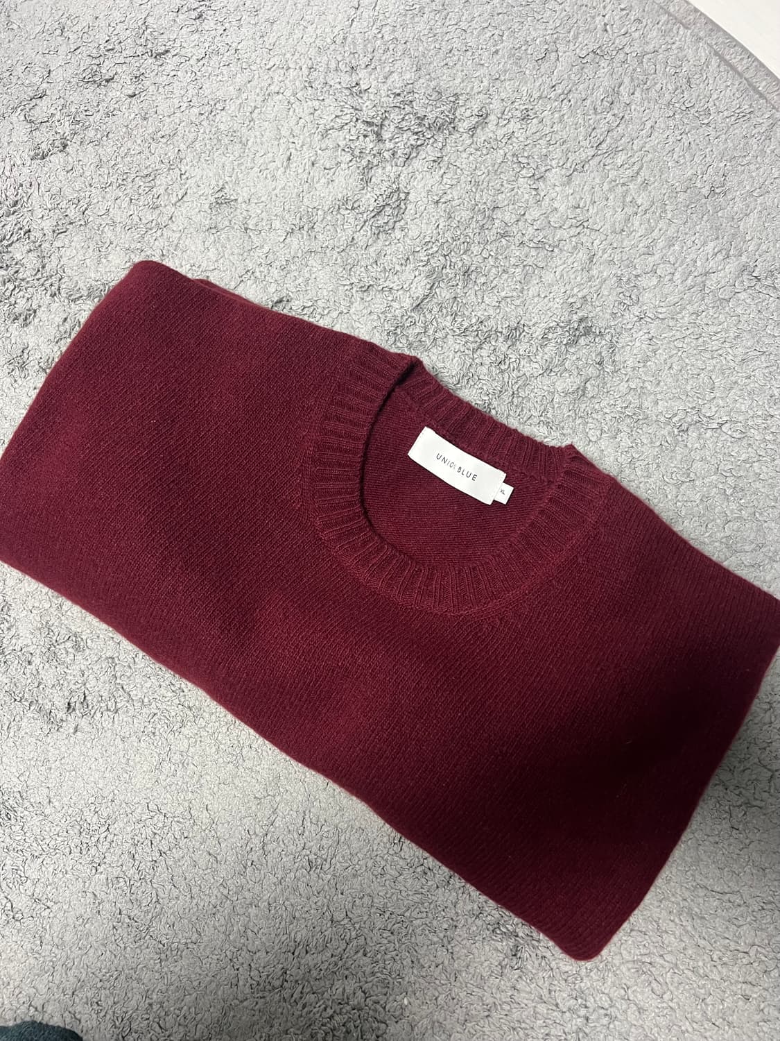 유니온블루 캐시미어 울 크루넥 니트 버건디 XL 상품이미지1