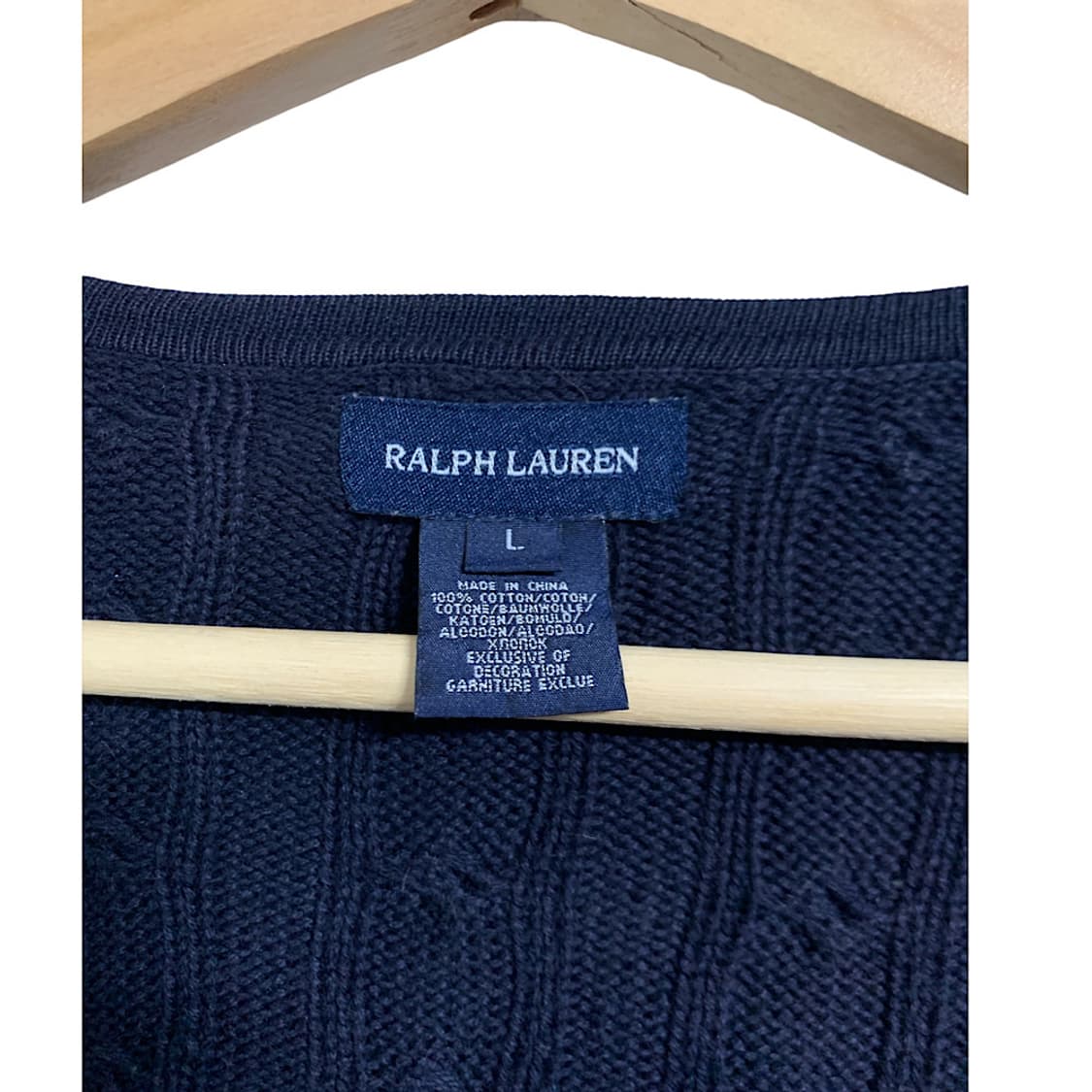 폴로 랄프로렌 핑크 포니 네이비 리본 케이블 가디건 L 상품이미지3