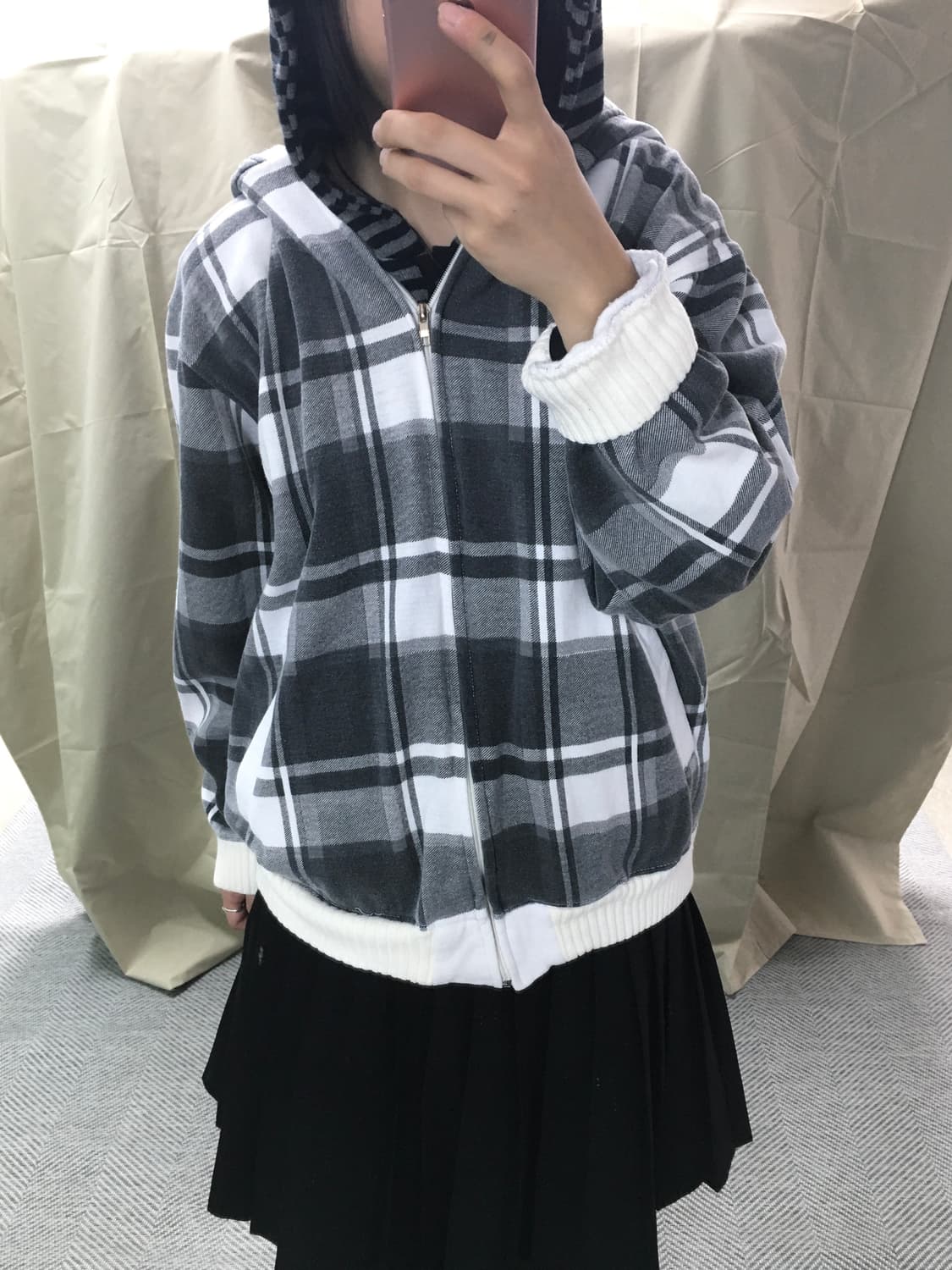 JPN Check check hood zip up 상품이미지2