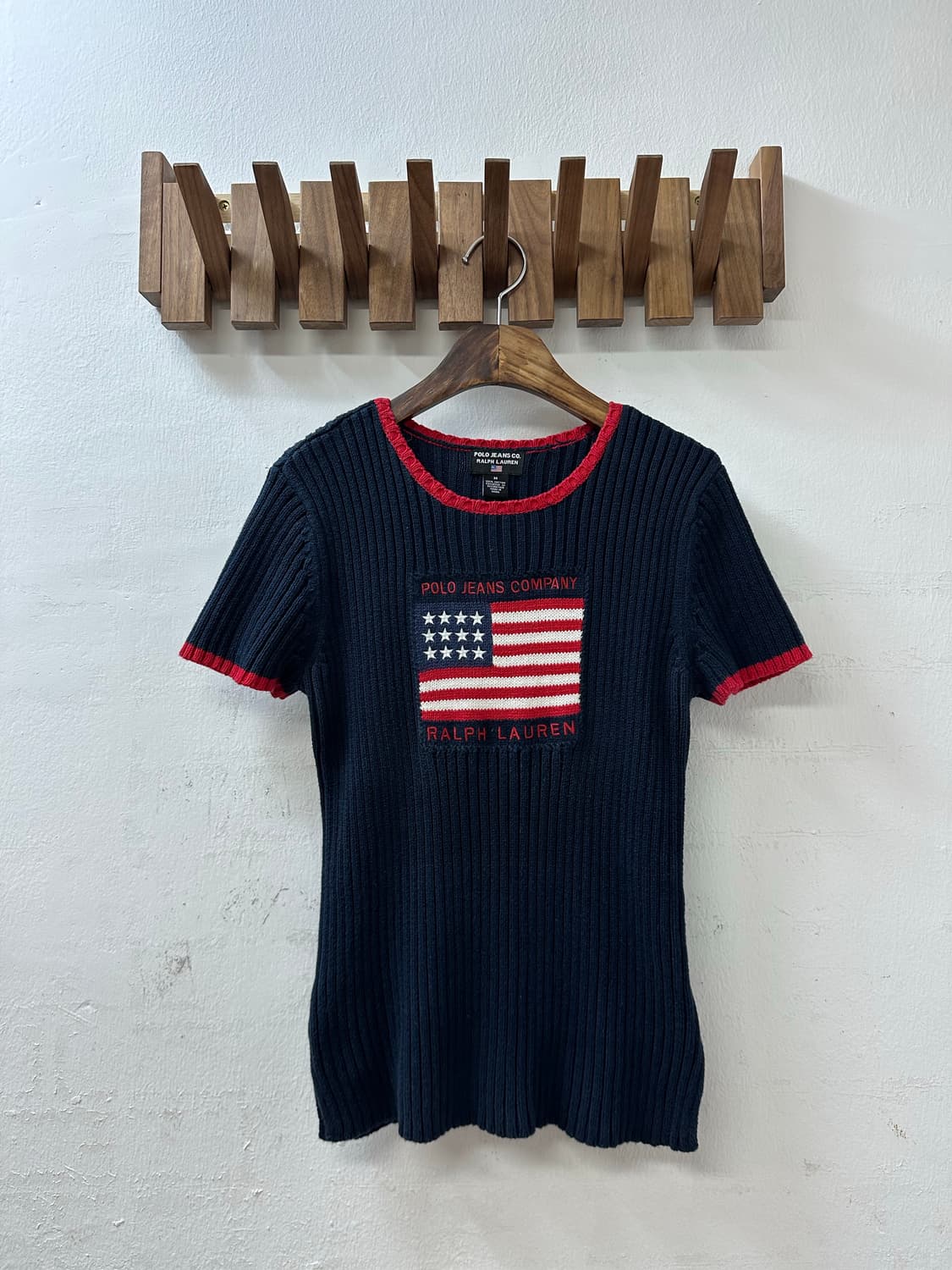 🇺🇸 POLO JEANS RALPH LAURE성조기 인타샤 반팔 니트 상품이미지1