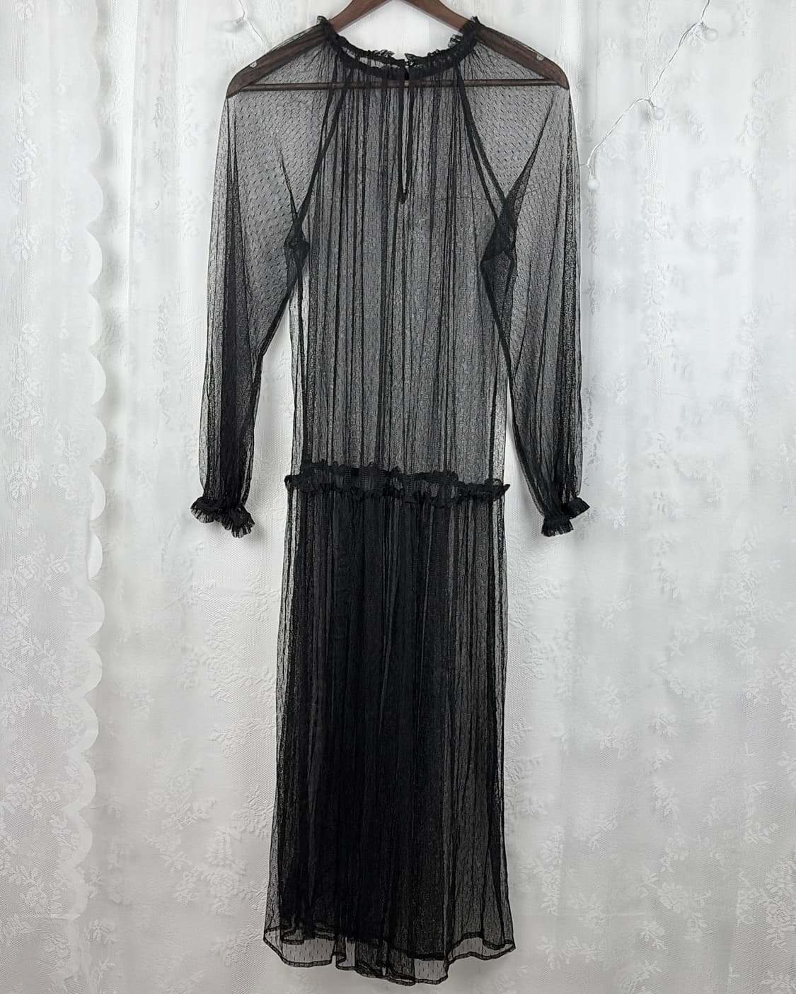 Black see-through layered dress 상품이미지5